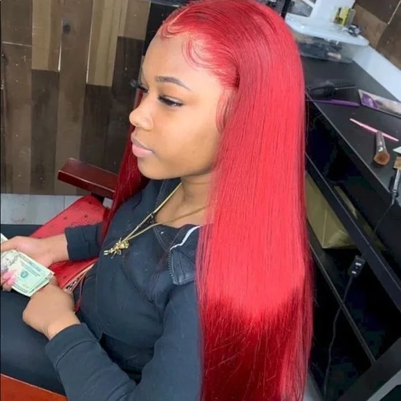 Fashiondeityshair | Hair | 22 Red Straight Lace Front Wig  display picture 1
